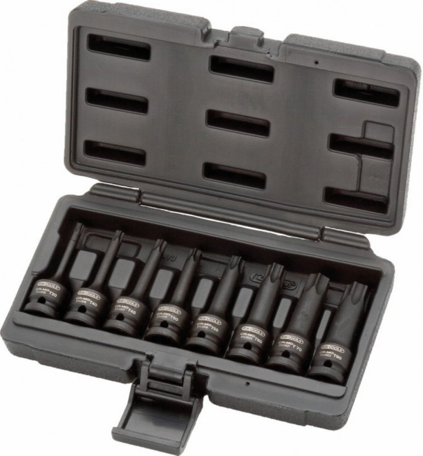 Smūginių galvučių komplektas ½” Torx T30-T80 8 vnt., KS Tools