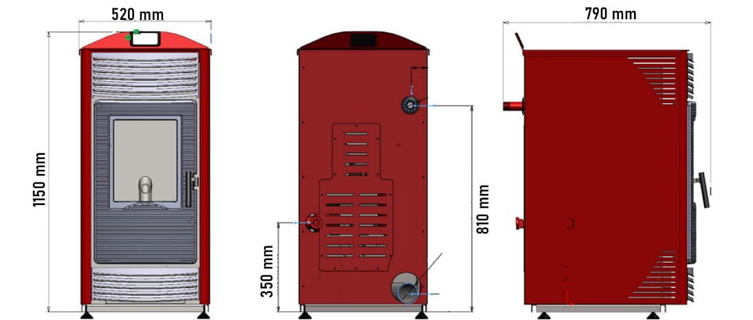 Granulinė krosnelė su vandens kontūru TOBY H 15 (4,3–14,3 kW) Juoda