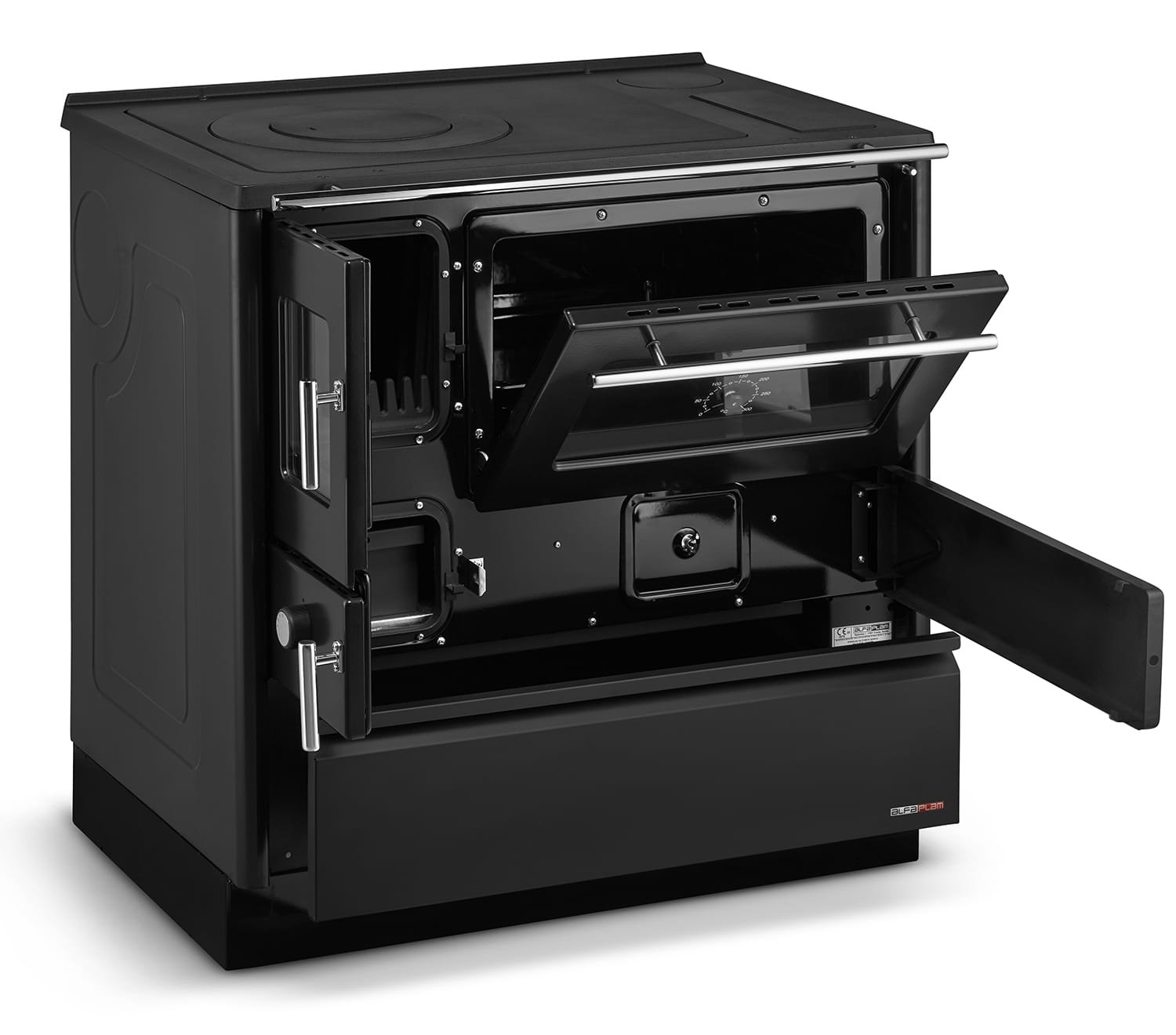 Krosnelė-viryklė ALFA PLAM ALFA 85G (8,3 kW) Kairėje Juoda