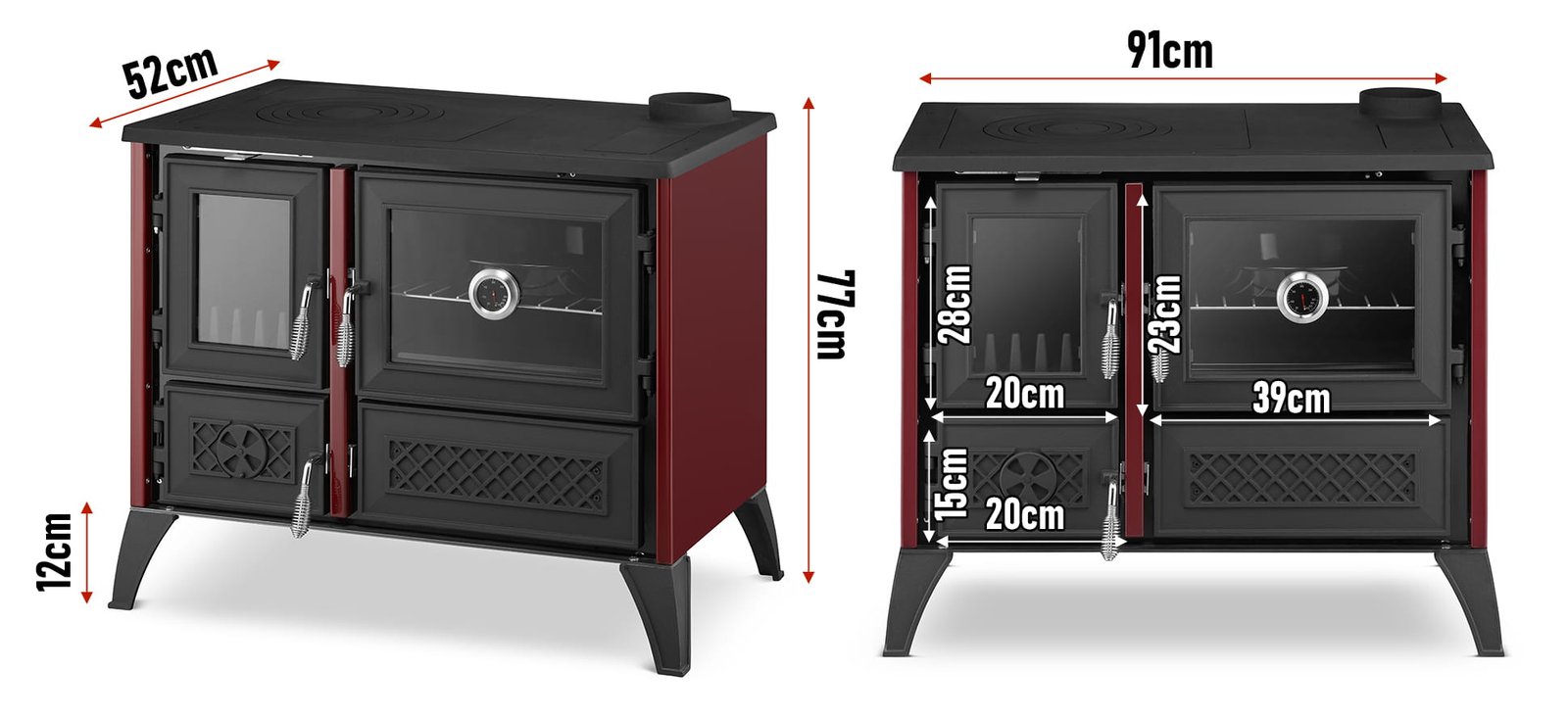 Krosnelė-viryklė STELLA 801 (11 kW) Bordo