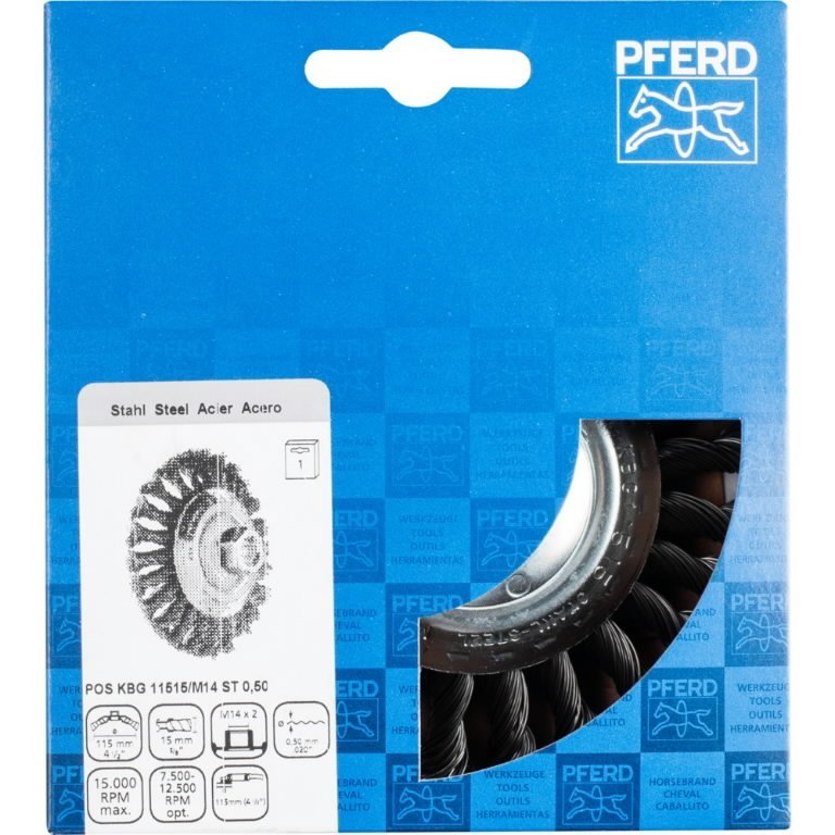 Nuožulnus šepetys pintas KBG Steel 115×15/M14 0,5mm, Pferd