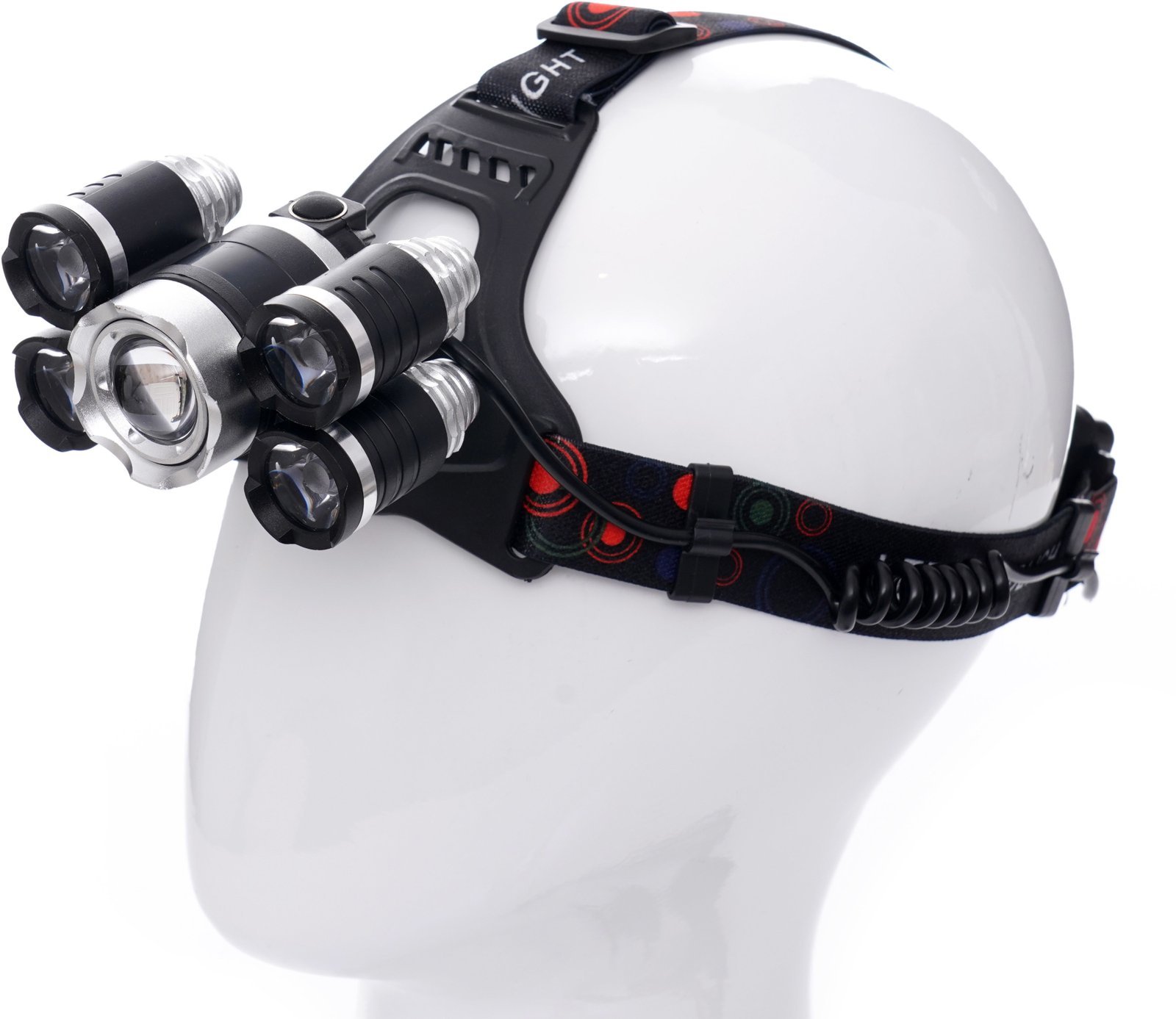 Prožektorius 1xT6LED+4xQ5LED ant galvos, įkraunamas KD1248