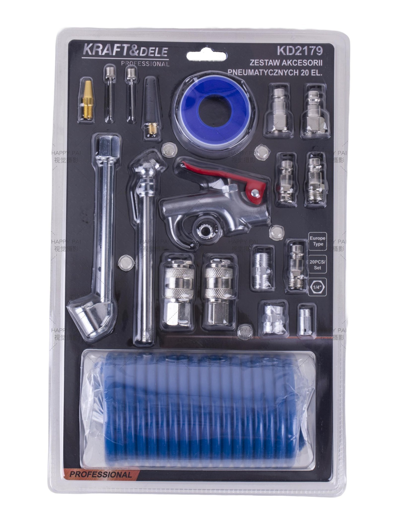 Zestaw akcesoriów pneumatycznych 1/4″ 20el. KD2179