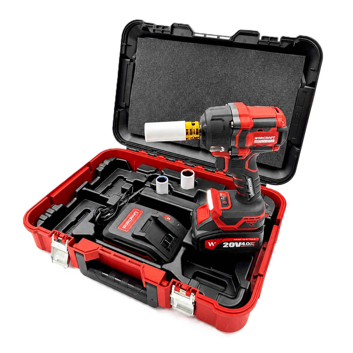 Akumuliatorinis smūginis veržliasukis 1/2” 750Nm WORCRAFT 20V LI-ION (plastikinė dėžė)
