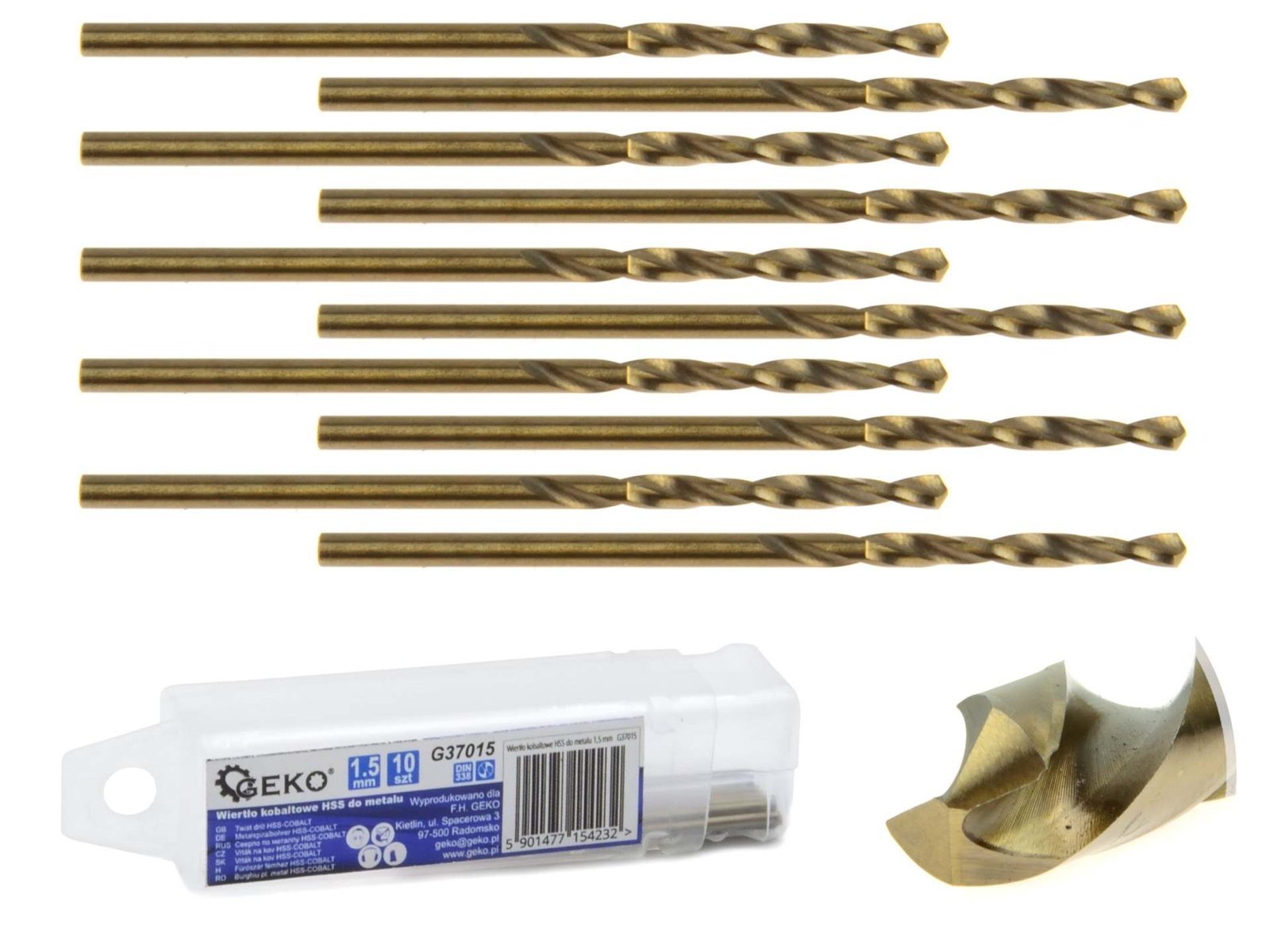 HSS M35 kobaltinis grąžtas metalui, 1,5 mm