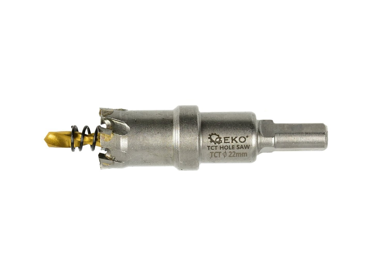Karbidinė gręžimo karūna metalui TCT, 22 mm, su titanu dengtu grąžtu GEKO G39683
