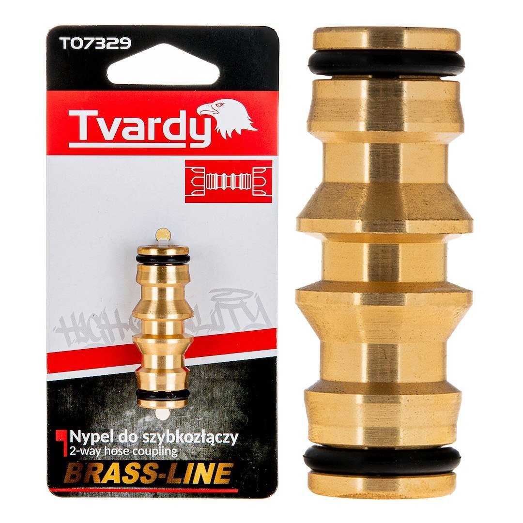 Žalvarinė dviguba greitųjų jungčių jungtis BRASS-LINE