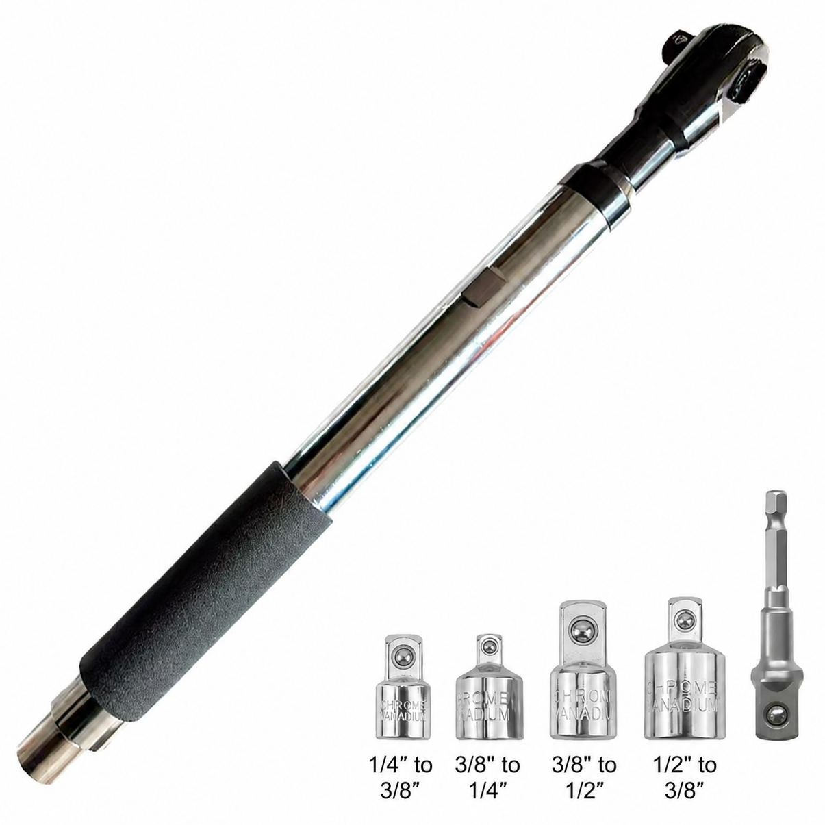 Ofsetinis prailginamasis veržliaraktis 3/8″ su adapteriais